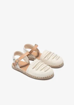 Sapatos De Cerimónia-Conguitos Alpercatas Com Tiras De Fivela Bege
