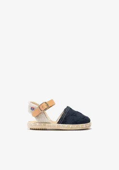 Alpercatas-Conguitos Alpercatas Denim Bordado Azul Marinho Para Bebé