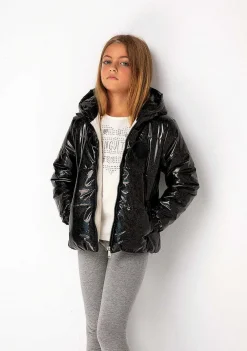 Roupas De Menina-Conguitos Anoraque Preto Iridescente De Menina