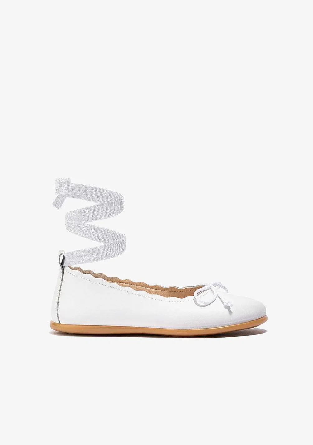 Sapatos De Cerimónia-Conguitos Bailarinas Com Alca Branca Waves P&B