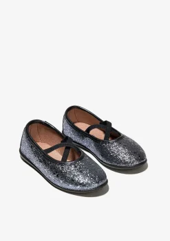 Sapatos De Cerimónia-Conguitos Bailarinas Com Alcas Brilhantes E Chumbo Para Menina