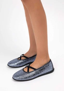 Sapatos De Cerimónia-Conguitos Bailarinas Com Alcas Brilhantes E Chumbo Para Menina