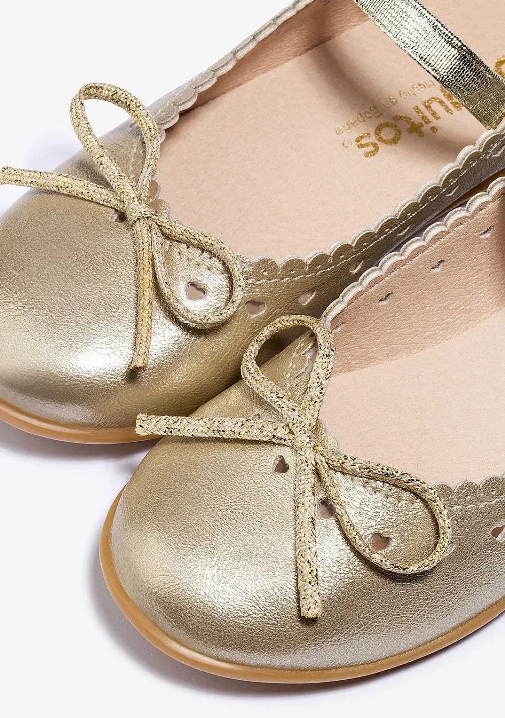 Sapatos De Menina-Conguitos Bailarinas Com Arco Dourado