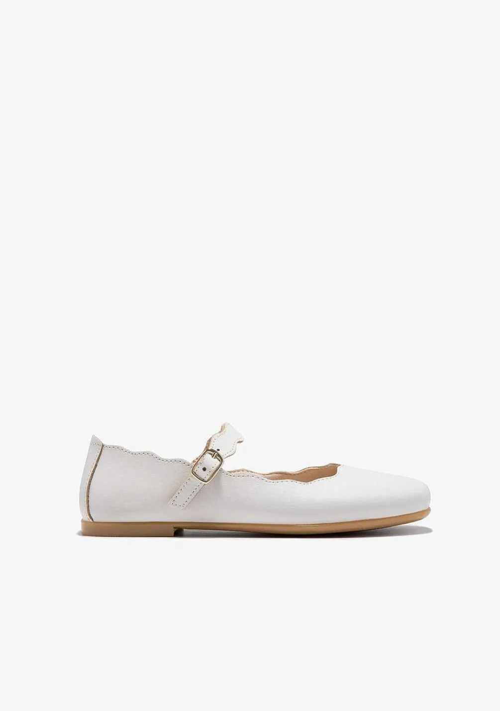 Sapatos De Cerimónia-Conguitos Bailarinas Com Ondas De Fivela Bege Em Preto E Branco
