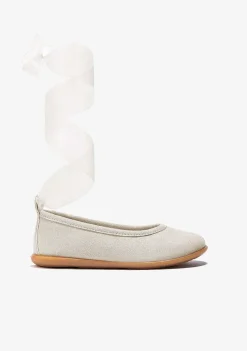 Sapatos De Cerimónia-Conguitos Bailarinas De Laco Bege Menina