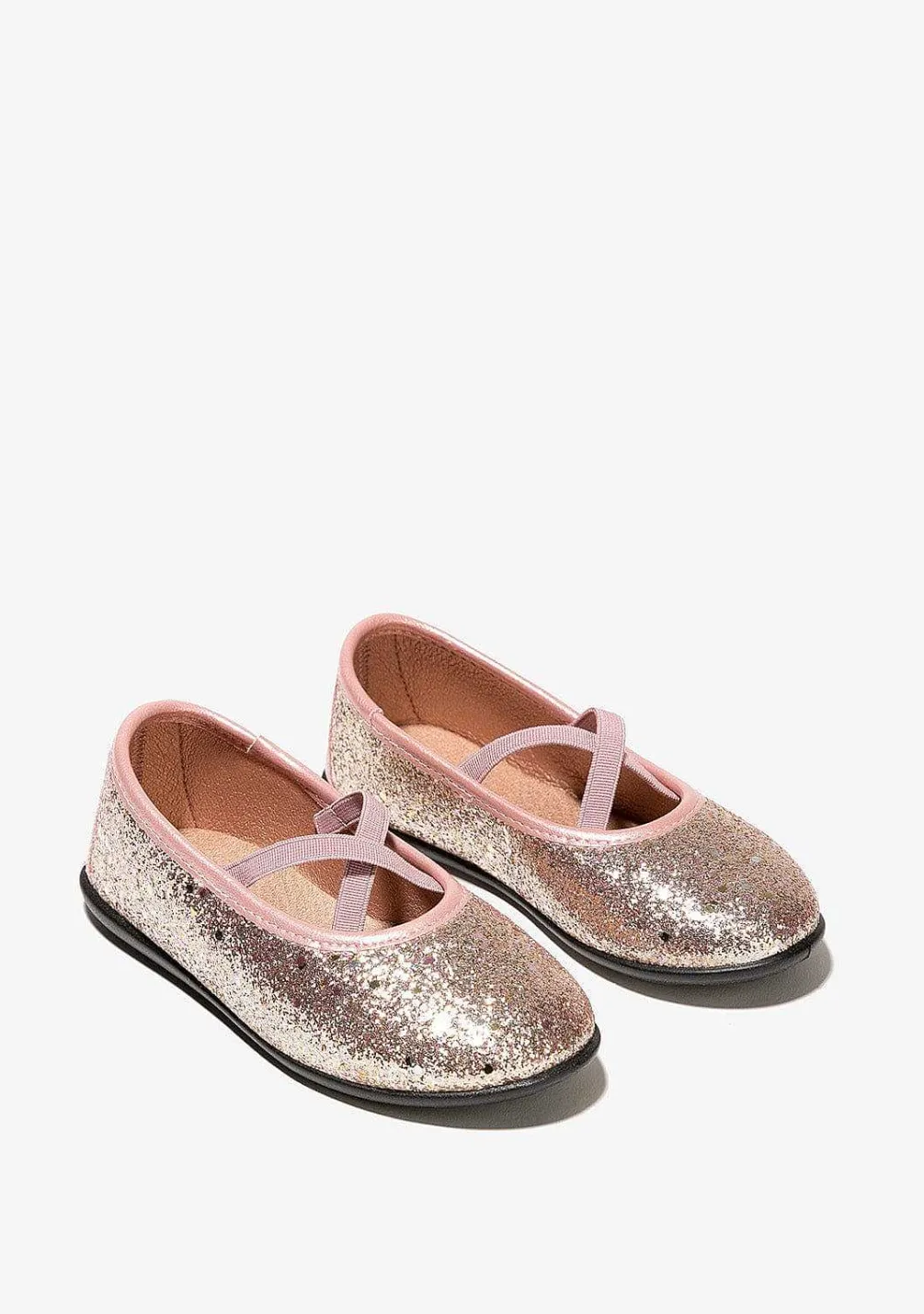 Sapatos De Cerimónia-Conguitos Bailarinas De Menina Com Alcas Brilhantes Rosa