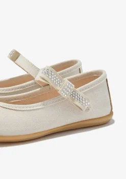 Sapatos De Cerimónia-Conguitos Bailarinas De Strass Off White