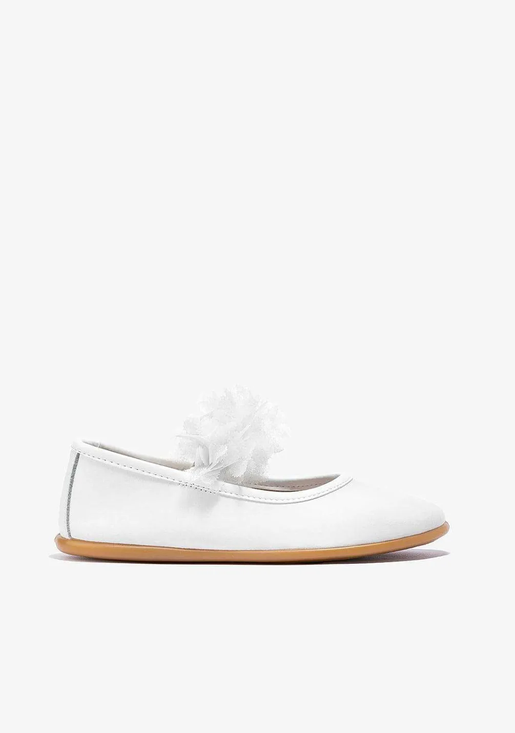 Sapatos De Cerimónia-Conguitos Bailarinas De Tule Branco Menina Napa P&B