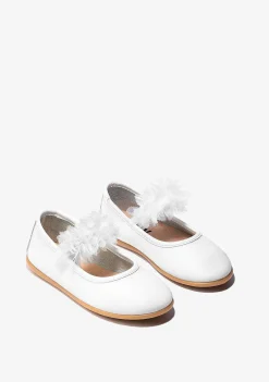 Sapatos De Cerimónia-Conguitos Bailarinas De Tule Branco Menina Napa P&B