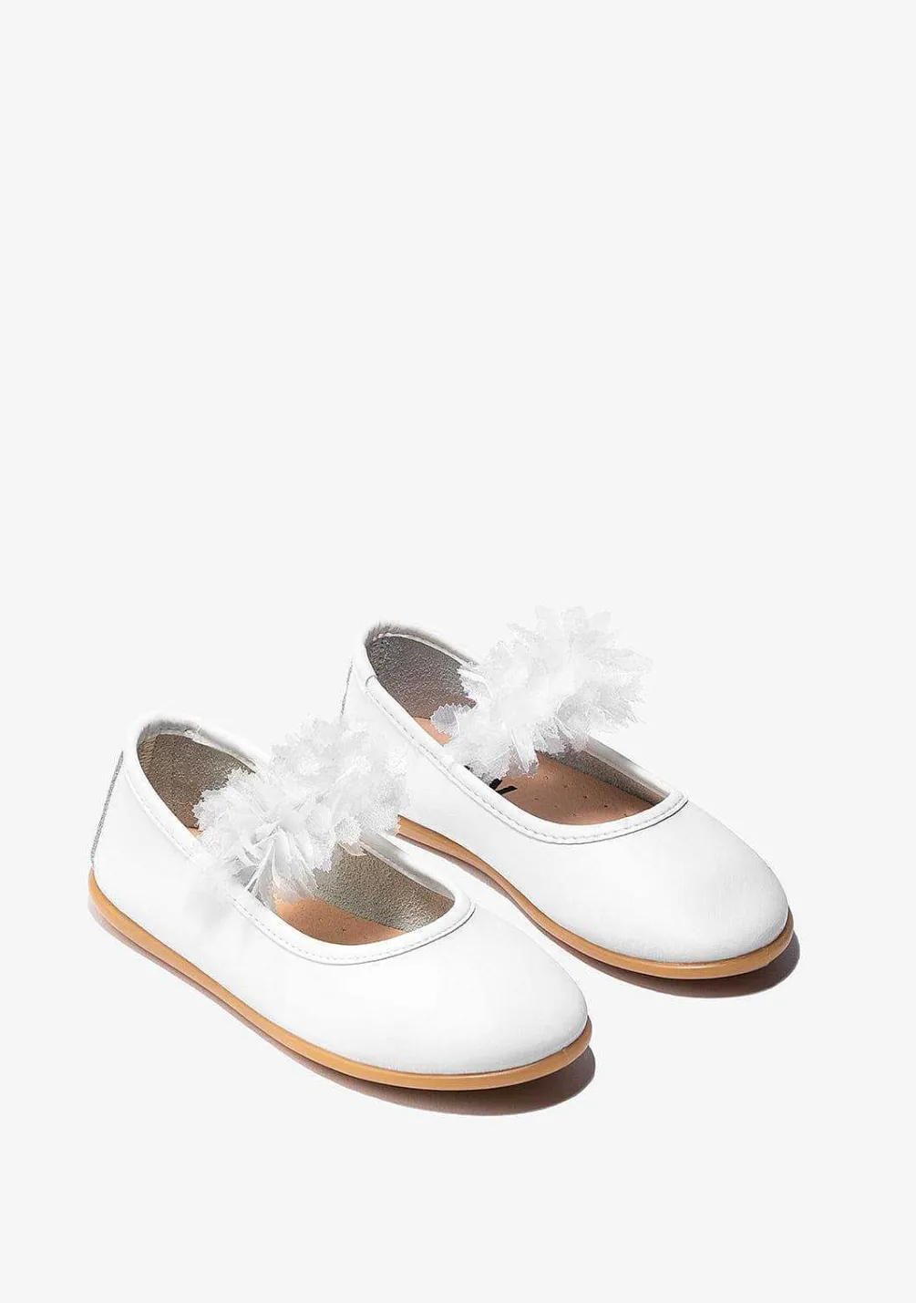 Sapatos De Cerimónia-Conguitos Bailarinas De Tule Branco Menina Napa P&B