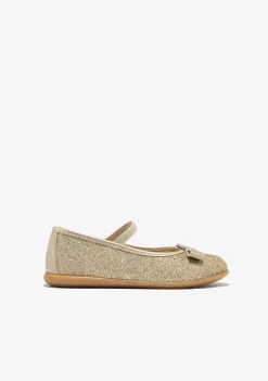 Sapatos De Cerimónia-Conguitos Bailarinas Douradas Brilhantes