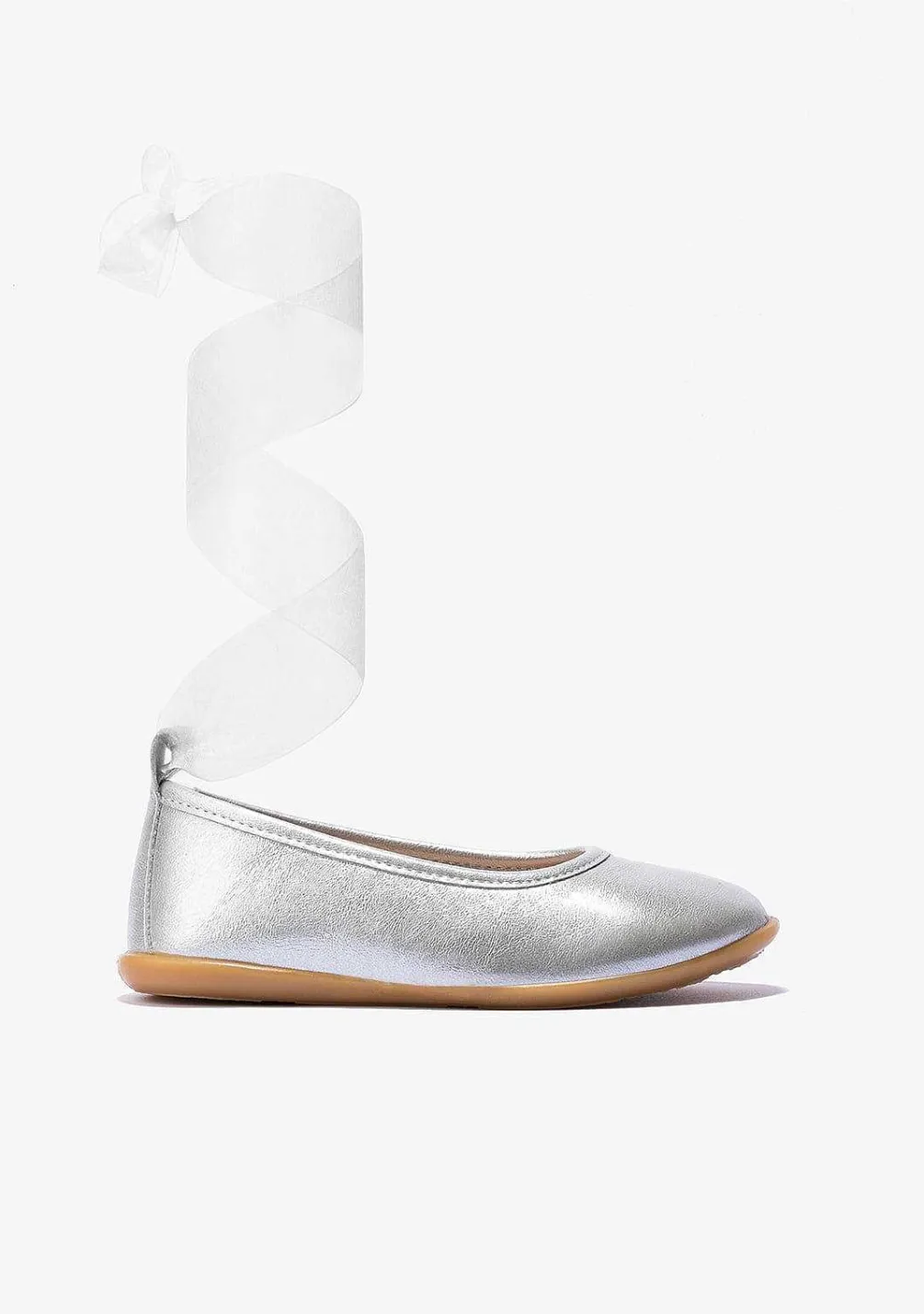 Sapatos De Cerimónia-Conguitos Bailarinas Laco Prata Menina Metalizadas