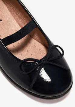 Sapatos De Cerimónia-Conguitos Bailarinas Marinha Feminina Couro Envernizado P&B