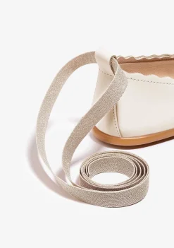 Sapatos De Cerimónia-Conguitos Bailarinas Ondas Cinta Bege P&B