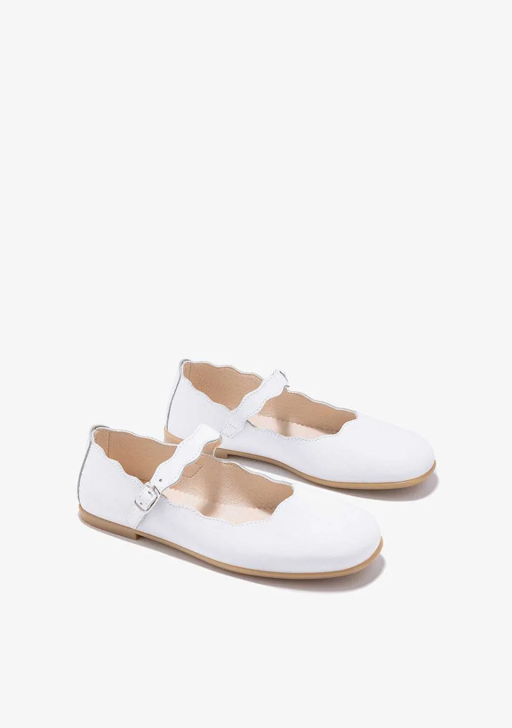 Sapatos De Cerimónia-Conguitos Bailarinas Ondas Com Fivela Branca P&B