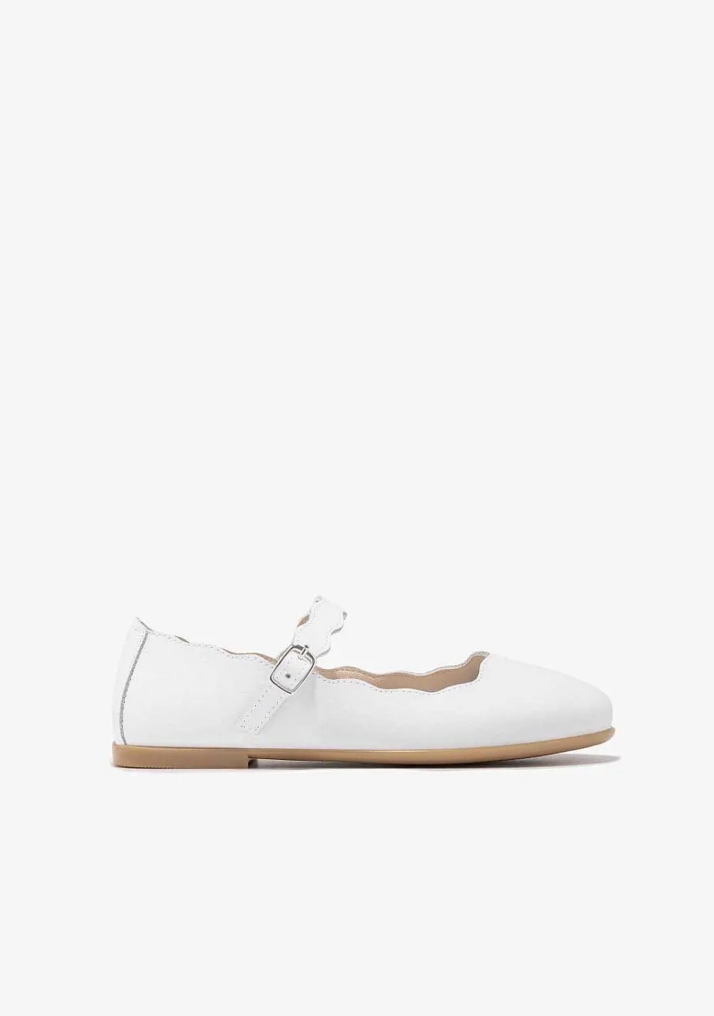 Sapatos De Cerimónia-Conguitos Bailarinas Ondas Com Fivela Branca P&B