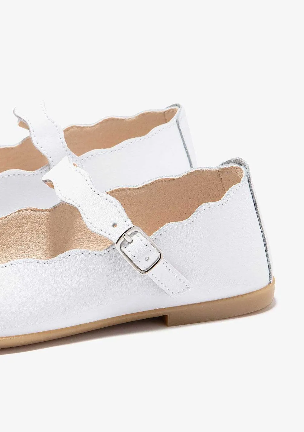 Sapatos De Cerimónia-Conguitos Bailarinas Ondas Com Fivela Branca P&B