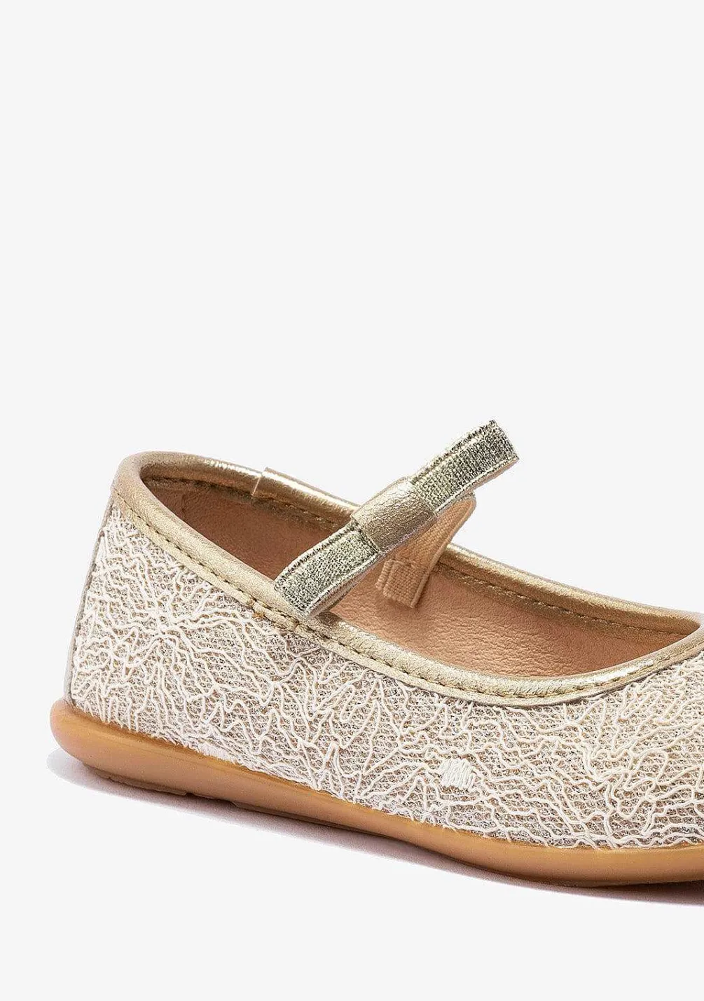 Sapatos De Cerimónia-Conguitos Bailarinas Platina De Menina Metalizadas