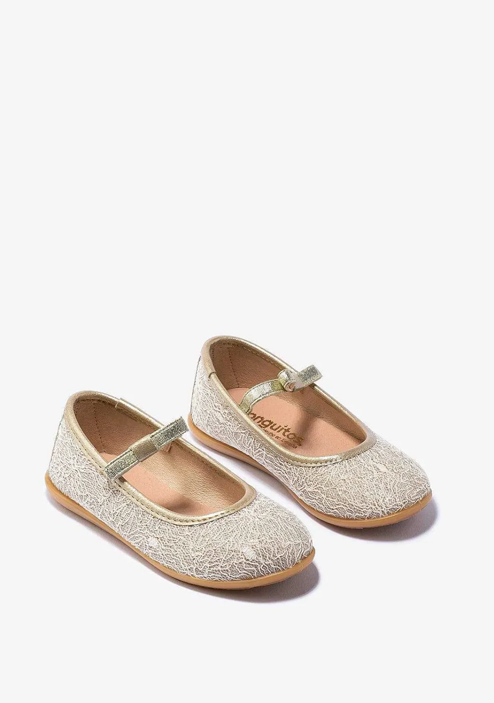 Sapatos De Cerimónia-Conguitos Bailarinas Platina De Menina Metalizadas