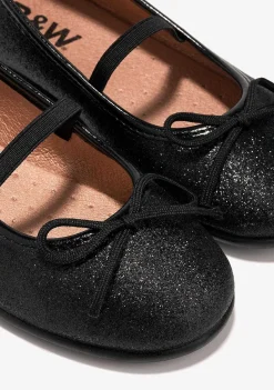 Sapatos De Cerimónia-Conguitos Bailarinas Pretas Glitter Menina P&B