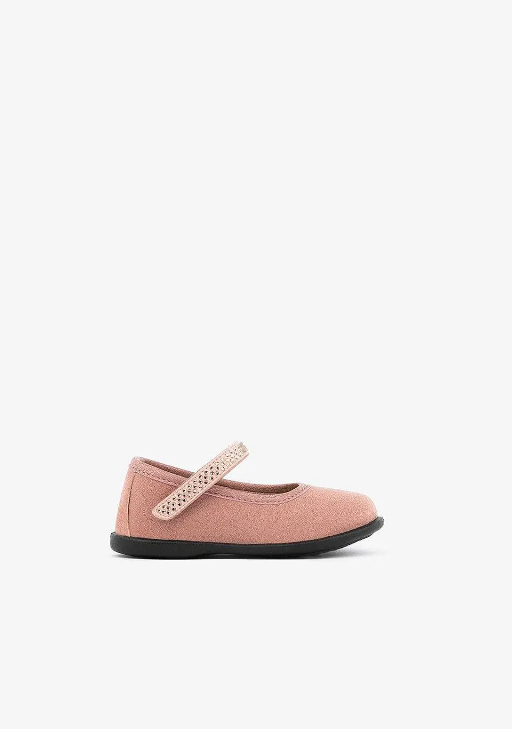 Sapatos Rasos-Conguitos Bailarinas Rosa Para Bebé Com Strass