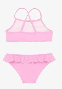 Roupas De Menina-Conguitos Biquini Rosa Menina Com Babados