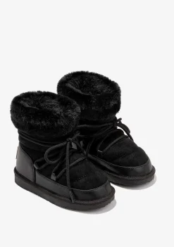 Botas-Conguitos Botas Australianas Com Cordao Preto Para Menina P&B