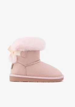 Botas Australianas-Conguitos Botas Australianas Com Laco Rosa Repelente De Agua P&B