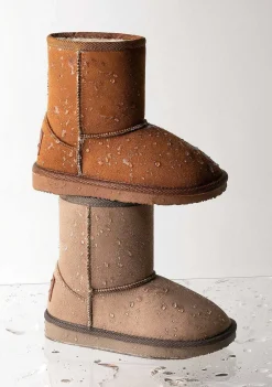 Botas-Conguitos Botas Australianas Com Logotipo Bronzeado Repelente De Agua Em Preto E Branco