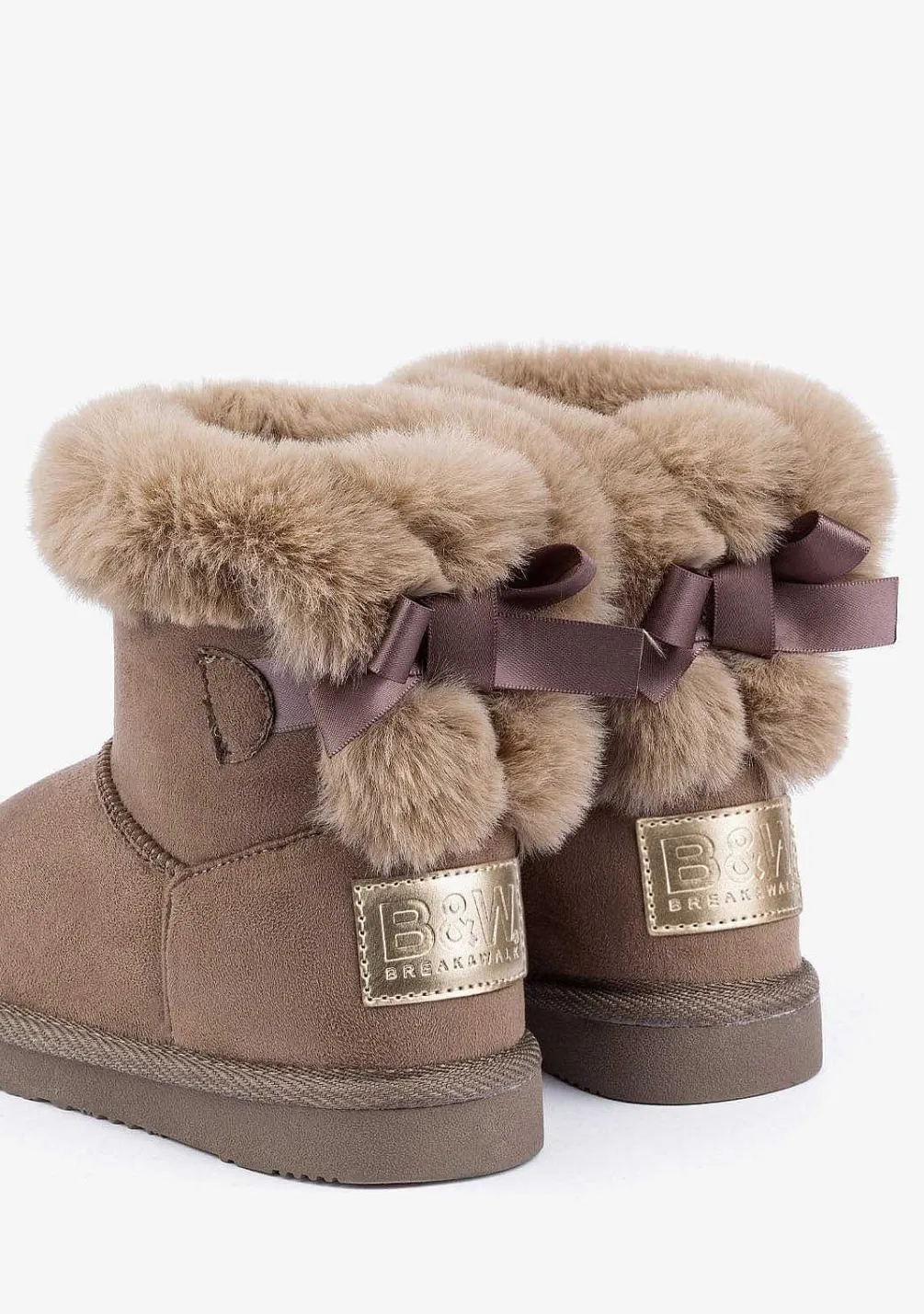 Botas-Conguitos Botas Australianas Com Pele De Arco Taupe Repelente De Agua Preto E Branco