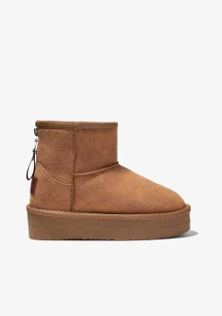 Botas-Conguitos Botas Australianas Com Ziper Bronzeado Preto E Branco
