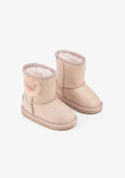 Botas Australianas-Conguitos Botas Australianas De Lantejoulas Coracao Rosa Para Bebé
