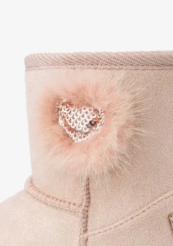 Botas Australianas-Conguitos Botas Australianas De Lantejoulas Coracao Rosa Para Bebé