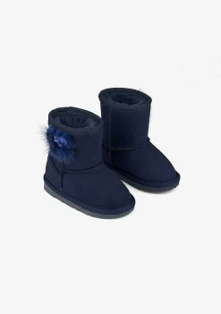 Botas Australianas-Conguitos Botas Australianas De Lantejoulas Coracao Azul Marinho Para Bebé