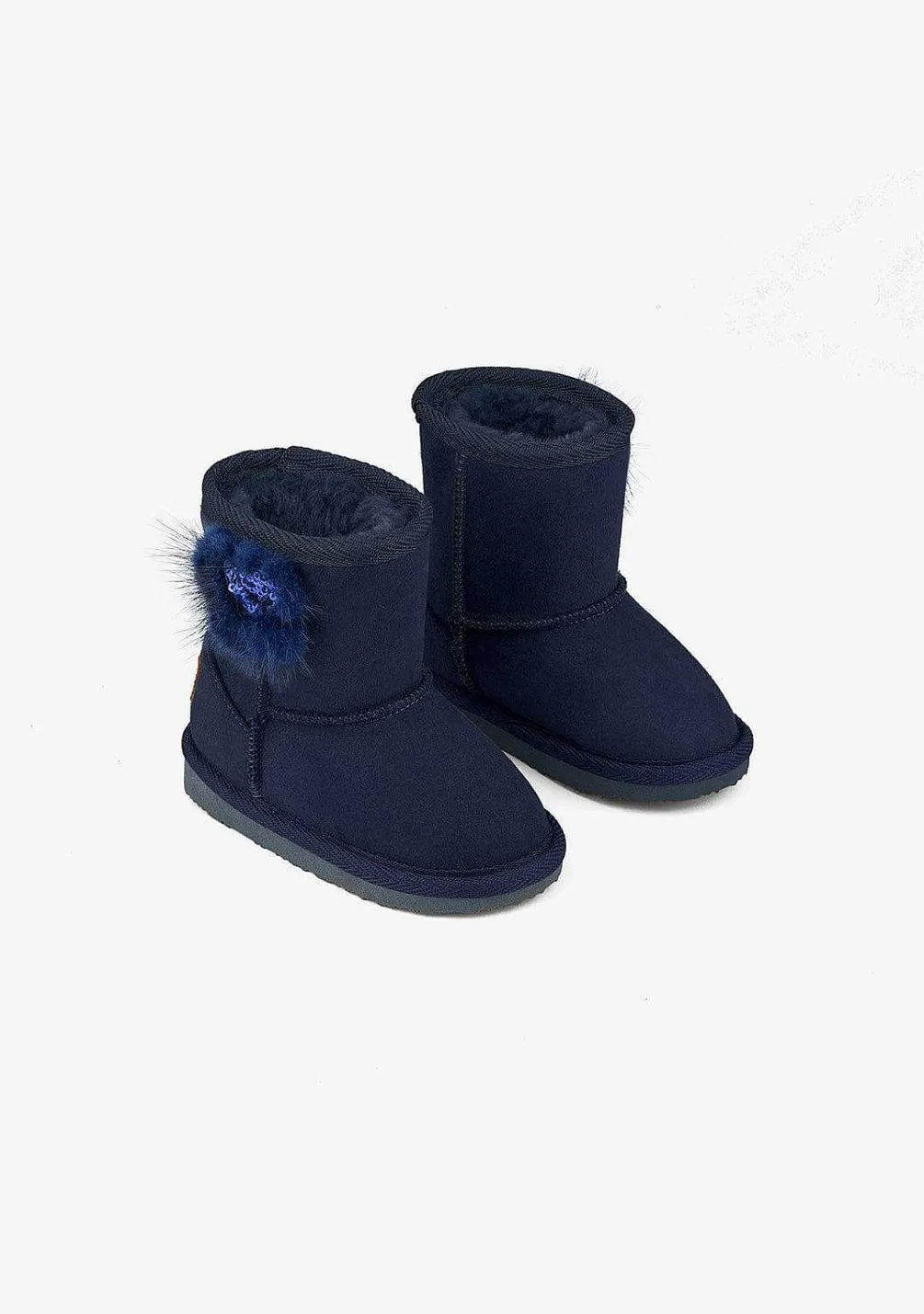 Botas Australianas-Conguitos Botas Australianas De Lantejoulas Coracao Azul Marinho Para Bebé