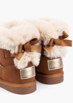 Botas-Conguitos Botas Australianas De Pele Tan Bow Repelente De Agua P&B