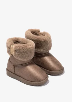 Botas-Conguitos Botas Australianas De Pele De Strass Bronze P&B