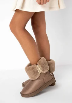 Botas-Conguitos Botas Australianas De Pele De Strass Bronze P&B