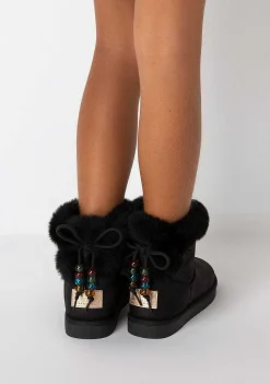 Botas-Conguitos Botas Australianas De Pele Com Contas Pretas P&B