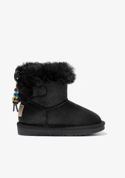 Botas-Conguitos Botas Australianas De Pele Com Contas Pretas P&B
