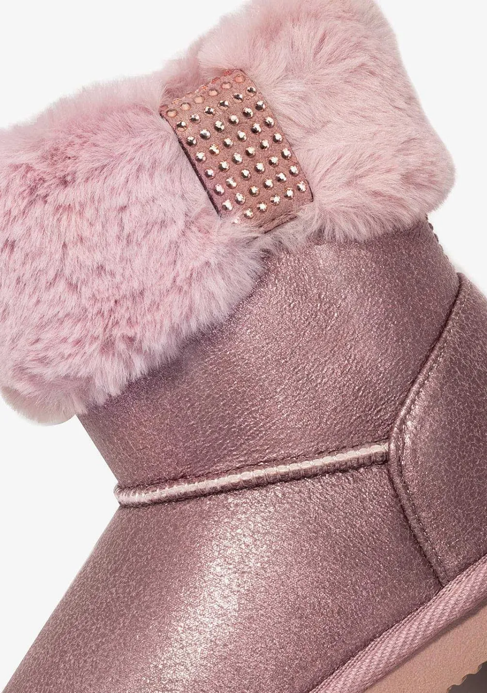 Botas-Conguitos Botas Australianas De Pele De Strass Rosa Preto E Branco