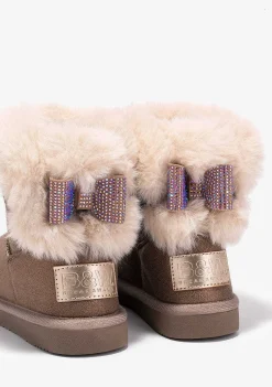 Botas-Conguitos Botas Australianas Femininas Com Strass Bronze Preto E Branco