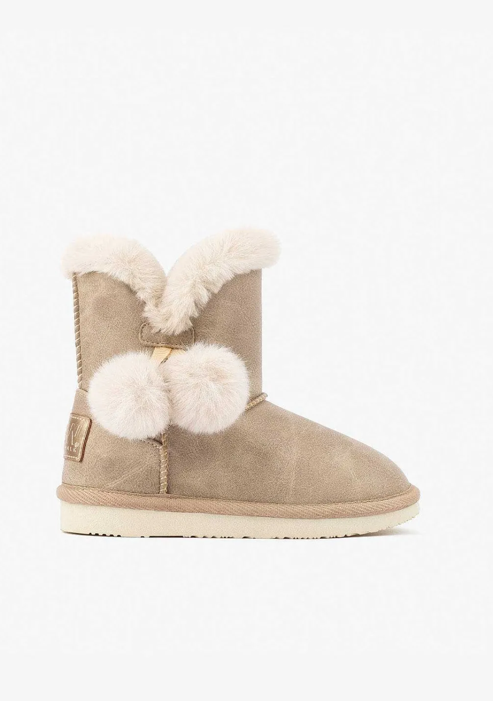 Botas Australianas-Conguitos Botas Australianas Nobuck Bege P&B
