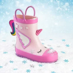 Botas De Chuva-Conguitos Botas De Chuva Unicornio Rosa Claro De Borracha