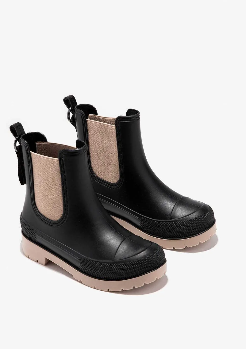 Botas De Chuva-Conguitos Botas De Chuva Unissex Pretas Bege P&B