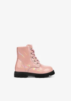 Botas-Conguitos Botas De Combate Rosa Iridescentes Para Bebé