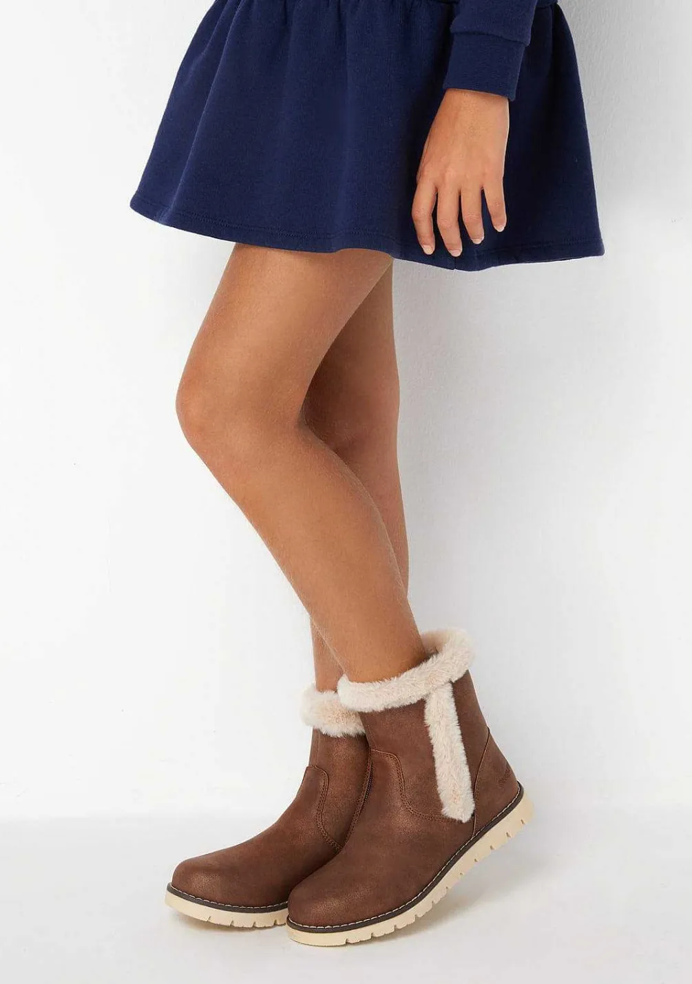 Botas-Conguitos Botas De Pele Castanha De Menina Napa