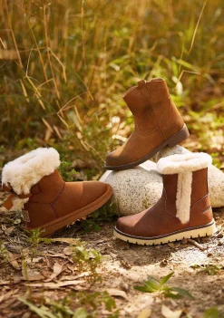 Botas-Conguitos Botas De Pele Castanha De Menina Napa
