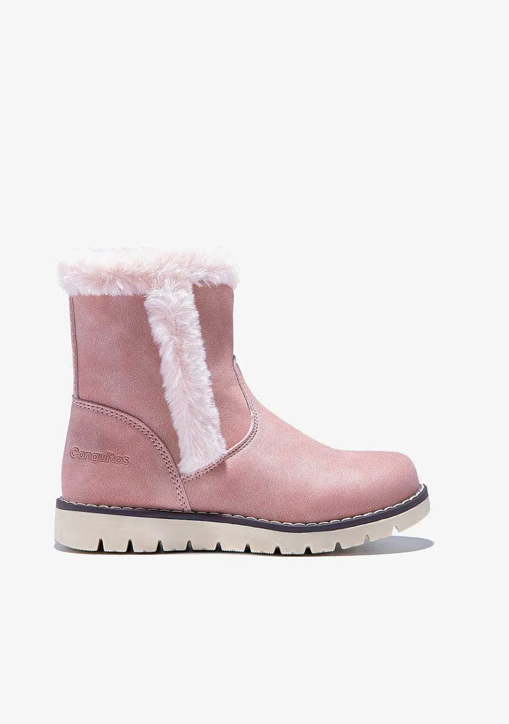 Botas-Conguitos Botas De Pele Rosa De Menina Napa