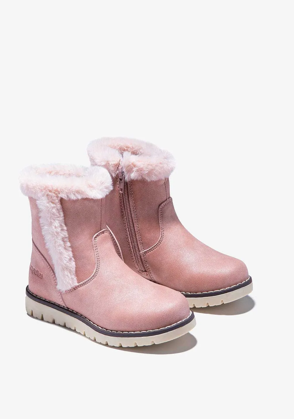 Botas-Conguitos Botas De Pele Rosa De Menina Napa